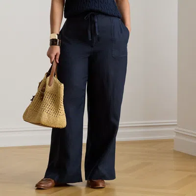 Ralph Lauren Linen Wide-leg Pant In Lauren Navy In Blue