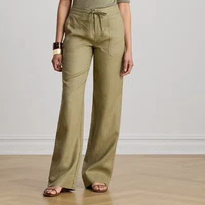Ralph Lauren Linen Wide-leg Pant In Light Agave In Brown