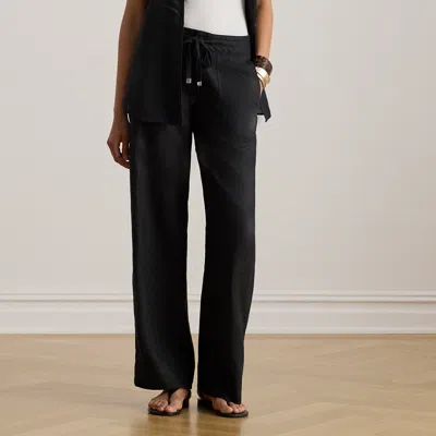Ralph Lauren Linen Wide-leg Pant In Polo Black