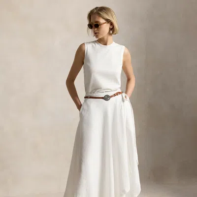 Polo Ralph Lauren Linen Wrap Skirt In White