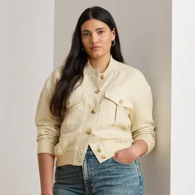 Ralph Lauren Linen-blend Jacket In Ivory Beige In Neutral