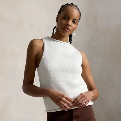 Polo Ralph Lauren Linen-blend Sleeveless Sweater Tank In White