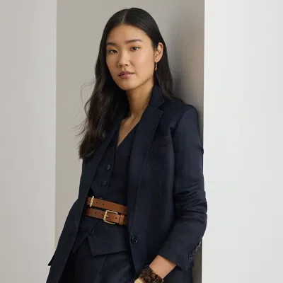 Ralph Lauren Linen-blend Twill Blazer In Lauren Navy In Blue