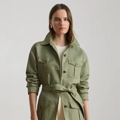 Ralph Lauren Linen-blend Twill Field Jacket In Light Agave