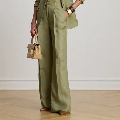Ralph Lauren Linen-blend Twill Wide-leg Pant In Light Agave In Green