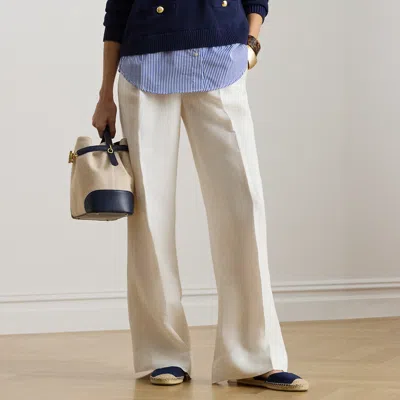 Ralph Lauren Linen-blend Twill Wide-leg Pant In White
