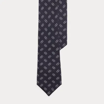 Ralph Lauren Linked-circles Cashmere-silk Tie In Blue