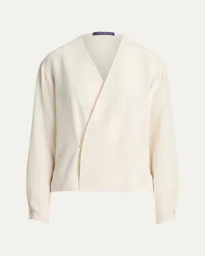 Ralph Lauren Liora Wrap-effect Silk Crepe De Chine Blouse In White