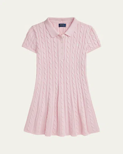 Ralph Lauren Kids' Little Girl's & Girl's Cable-knit Cotton Polo Sweater Dress In Pink