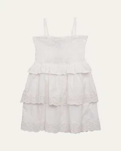 Ralph Lauren Kids' Little Girl's & Girl's Tiered Smocked Cotton Jersey Dress In White
