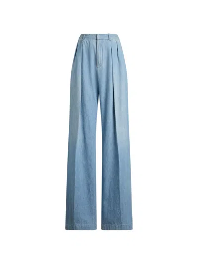 Ralph Lauren Livie Pleated Straight-leg Jeans In Blue