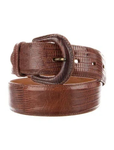 Pre-owned Ralph Lauren Lizard Belt In Brown
