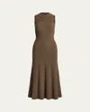 Polo Ralph Lauren Lofty Cashmere Rib Sleeveless Midi Day Dress In Beige