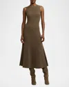 Polo Ralph Lauren Lofty Cashmere Rib Sleeveless Midi Day Dress In Beige