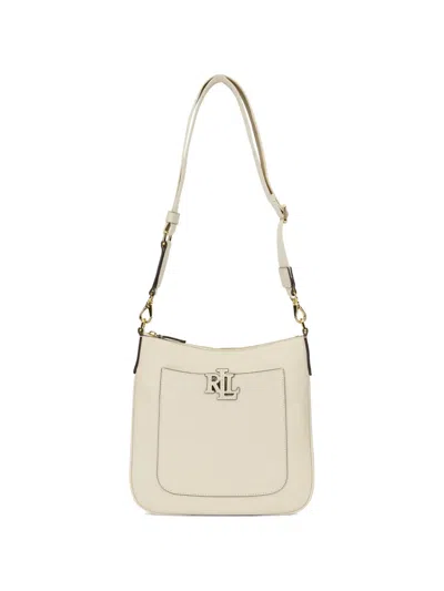 Ralph Lauren Logo Adjustable Leather Shoulder Bag In Neutral