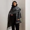 Ralph Lauren Logo & Belting-motif Jacquard Ruana In Black