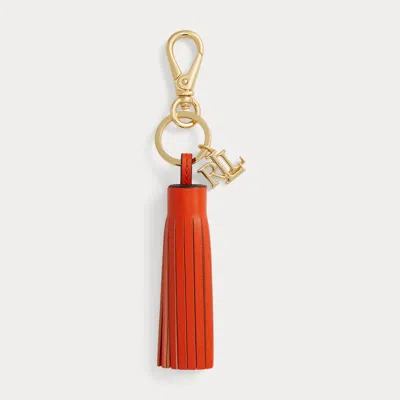 Ralph Lauren Logo & Leather Tassel Charm In Orange
