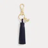 Ralph Lauren Logo & Leather Tassel Charm In Blue