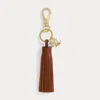 Ralph Lauren Logo & Leather Tassel Charm In Brown