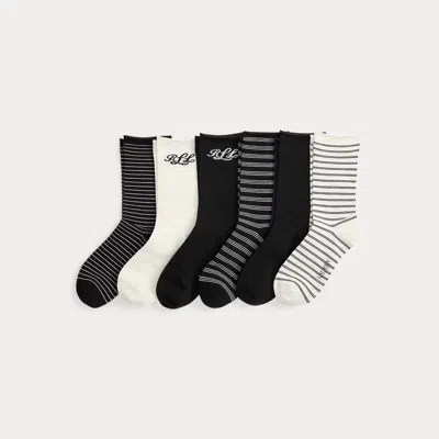 Ralph Lauren Logo & Striped Roll-top Sock 6-pack In Multi
