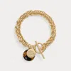 Ralph Lauren Logo & Tortoiseshell Charm Bracelet In Gold