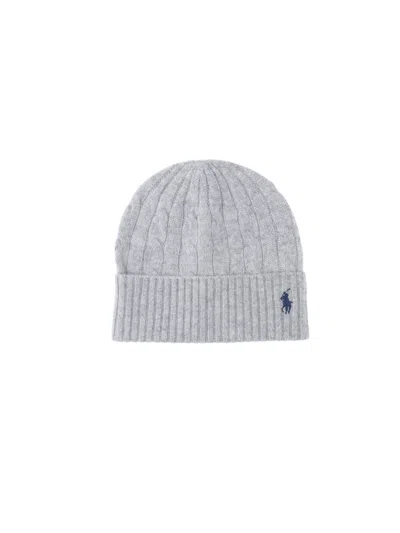 Ralph Lauren Logo Beanie In Gray