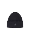 Ralph Lauren Pony Beanie-hat-cold Weather In Black