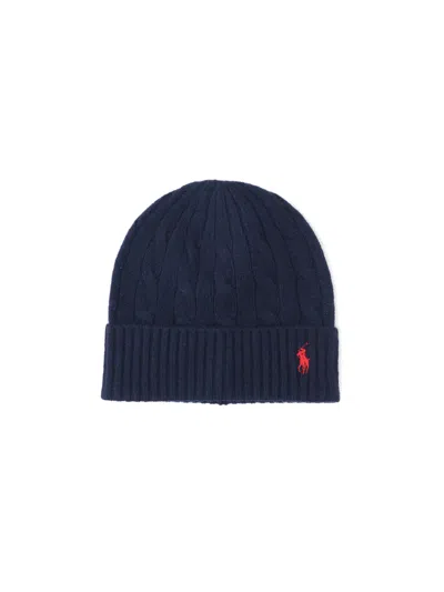 Ralph Lauren Logo Beanie In Blue