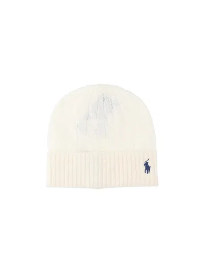 Ralph Lauren Logo Beanie In White