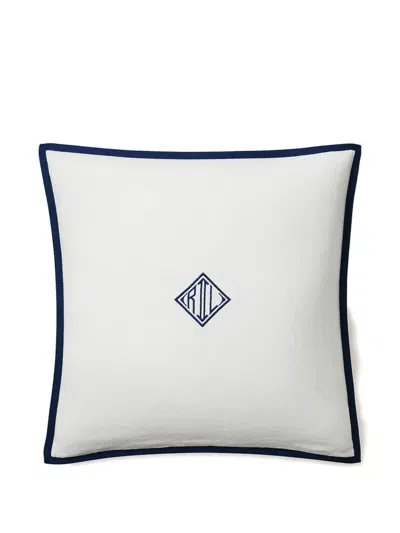 Ralph Lauren Logo Border Cushion In White