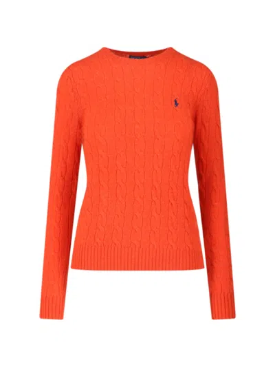 Ralph Lauren Logo Braided Sweater In Red