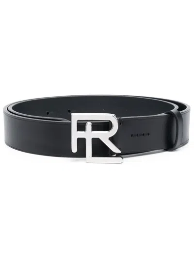 Ralph Lauren Logo-plaque Leather Belt In Schwarz