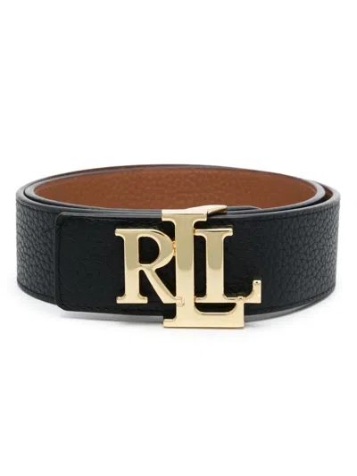 Ralph Lauren Reversible Belt In Hammered Cowhide In Black