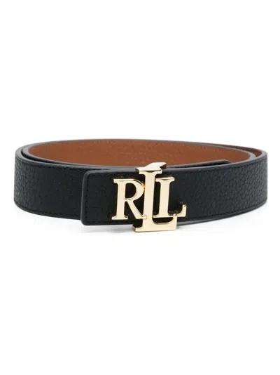 Ralph Lauren Reversible Belt In Hammered Cowhide In Black