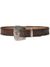 Polo Ralph Lauren Tooled Lasered Leather Medium Belt In Brown