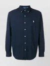 Ralph Lauren Logo Button-down Collar Shirt With Long Sleeves In Blue