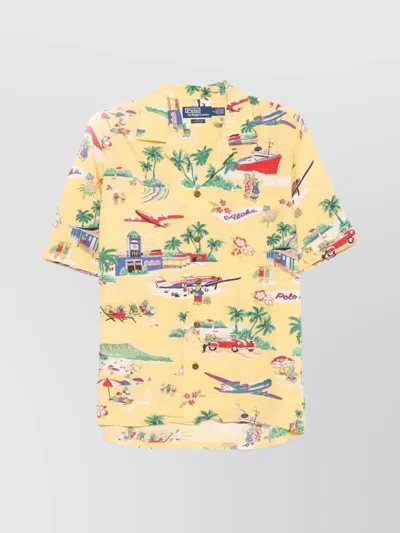 Ralph Lauren Logo Camp Collar Shirt With Tropical Print