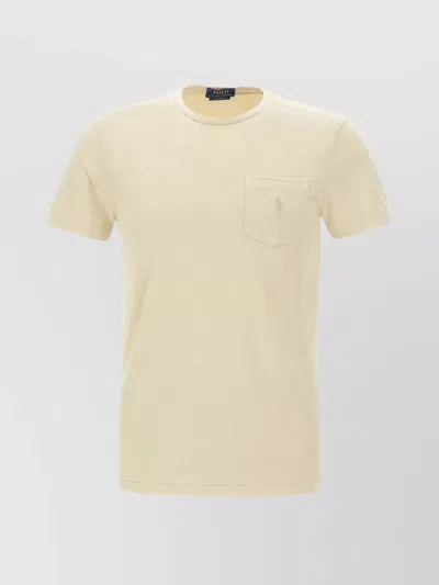 Ralph Lauren Logo Chest Pocket Crew Neck Short Sleeve T-shirt In Neutral