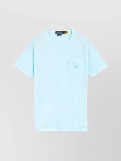 Ralph Lauren Logo Chest Pocket Crew Neck Short Sleeves In Blue