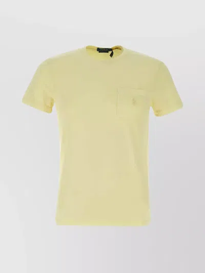 Ralph Lauren Logo Chest Pocket Crew Neck Short Sleeves T-shirt In Yellow