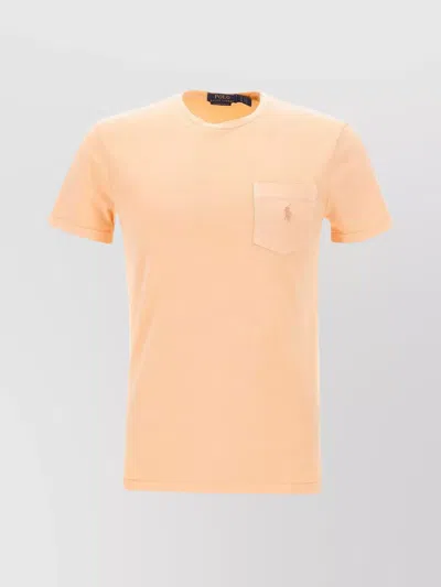 Ralph Lauren Logo Chest Pocket Crew Neck Short Sleeves T-shirt In Orange