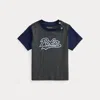 Ralph Lauren Babies'  Logo Color-blocked Cotton Tee In Blue