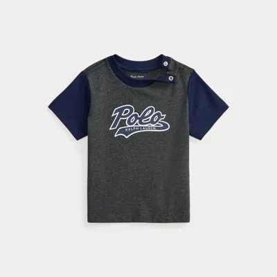 Ralph Lauren Babies'  Logo Color-blocked Cotton Tee In Blue