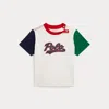 Ralph Lauren Logo Color-blocked Cotton Tee In Multi