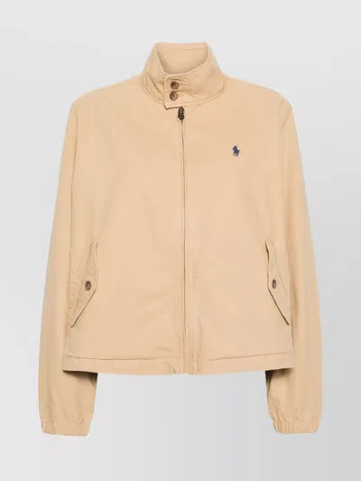 Ralph Lauren Logo Cotton Canvas Jacket With High Neck