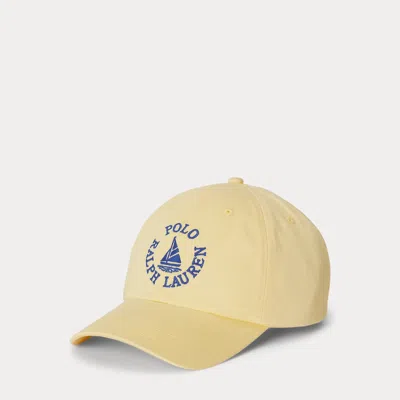 Ralph Lauren Kids' Logo Cotton Chino Ball Cap In T Bird Yellow In Neutral