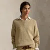 Ralph Lauren Logo Cotton Crewneck Sweater In Brown