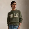 Polo Ralph Lauren Logo Cotton Crewneck Sweater In Field Sage Marl