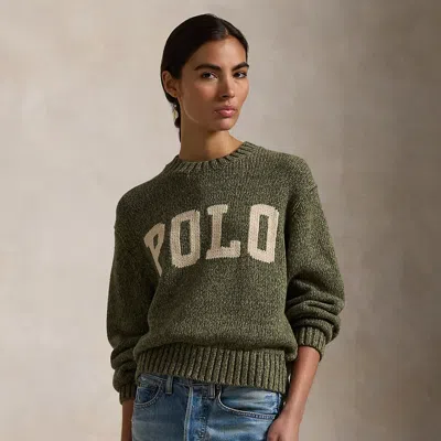 Polo Ralph Lauren Logo Cotton Crewneck Sweater In Field Sage Marl