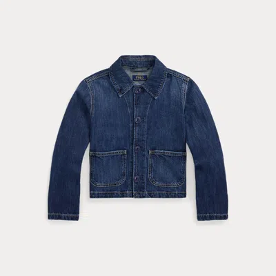 Polo Ralph Lauren Kids' Logo Cotton Denim Boxy Jacket In Blue